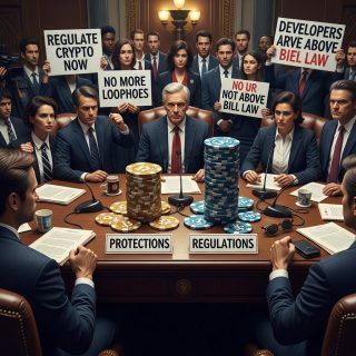 암호화폐 법안 난항, 개발자 보호 삭제 요구